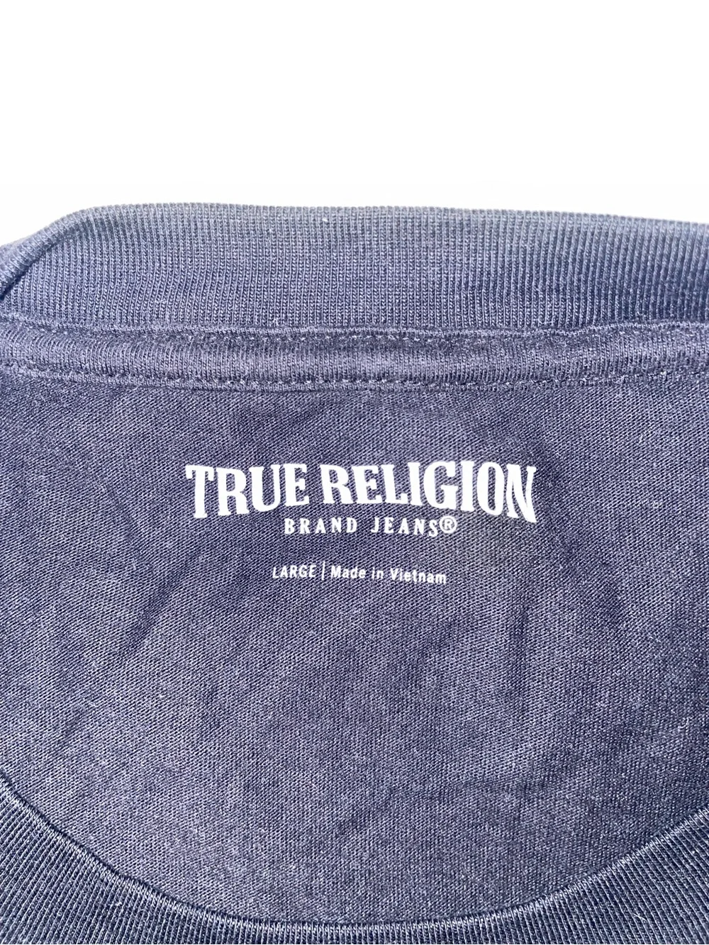 True Religion Black T-Shirt with Silver Foil Logo